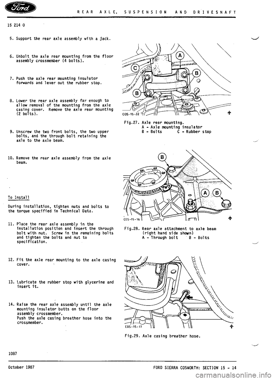 FORD ESCORT RS COSWORTH 1994 1.G Workshop Manual 