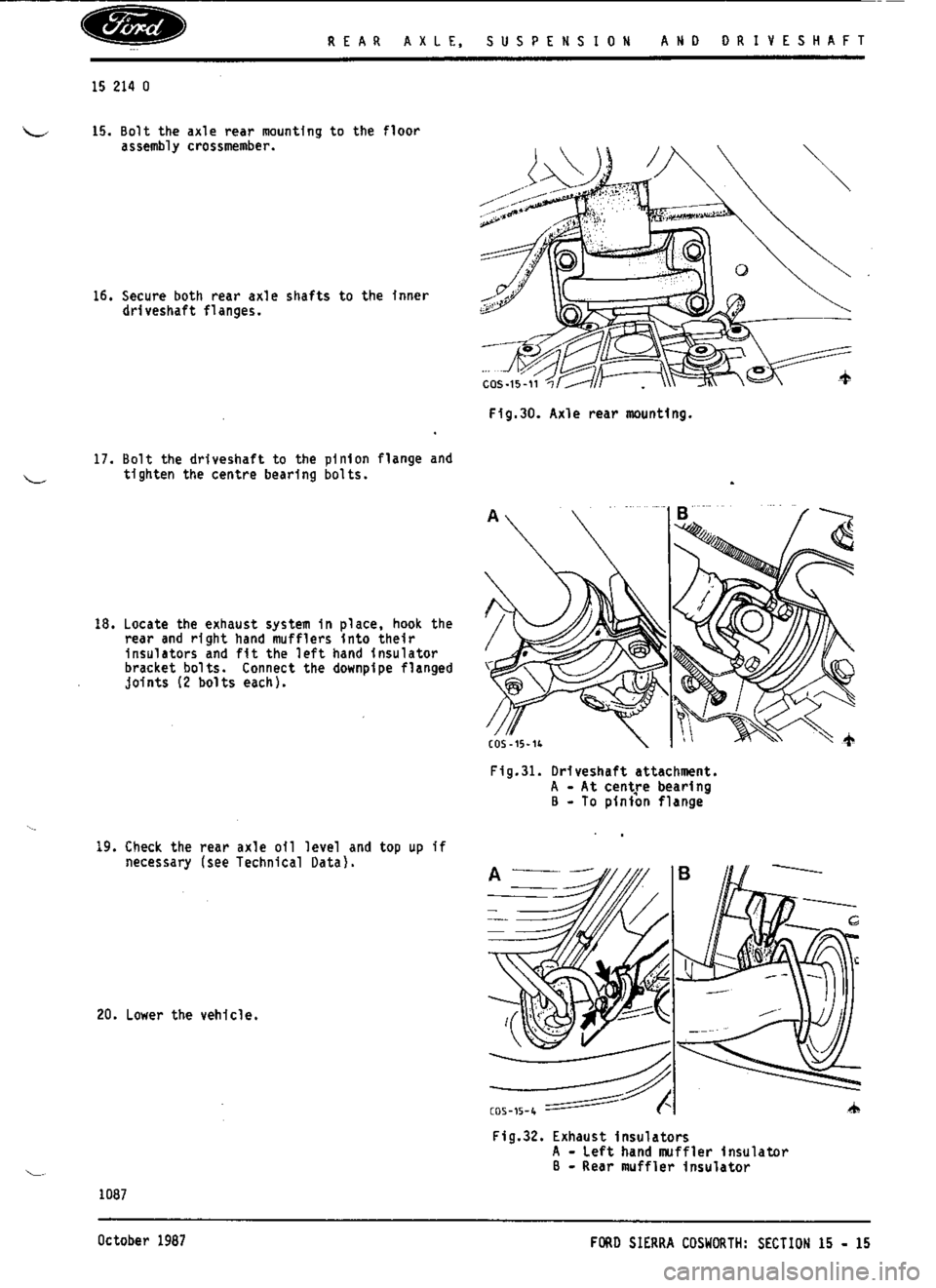 FORD ESCORT RS COSWORTH 1994 1.G Workshop Manual 