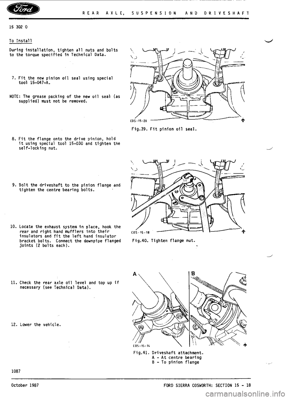 FORD ESCORT RS COSWORTH 1994 1.G Workshop Manual 