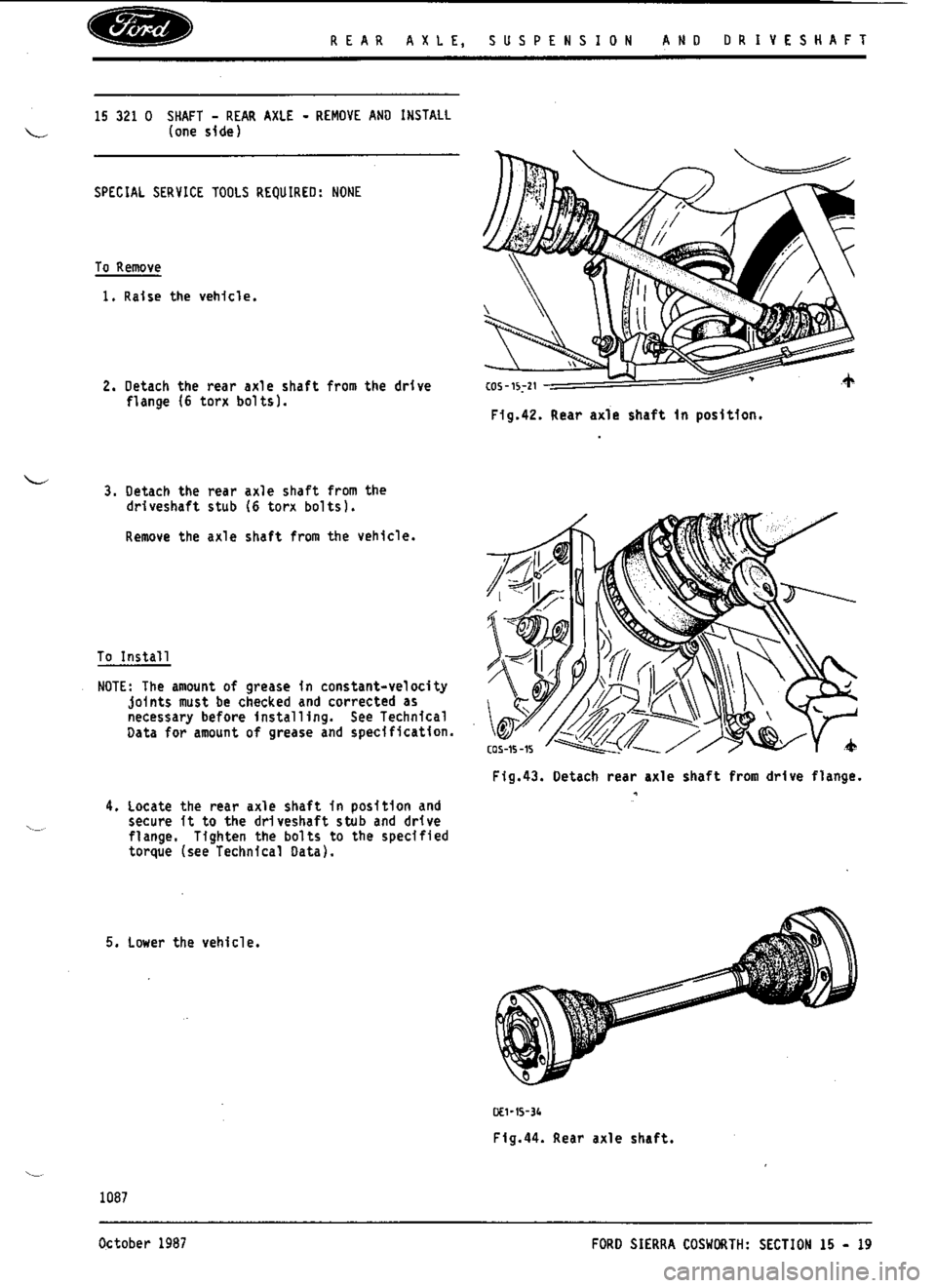 FORD ESCORT RS COSWORTH 1994 1.G Workshop Manual 