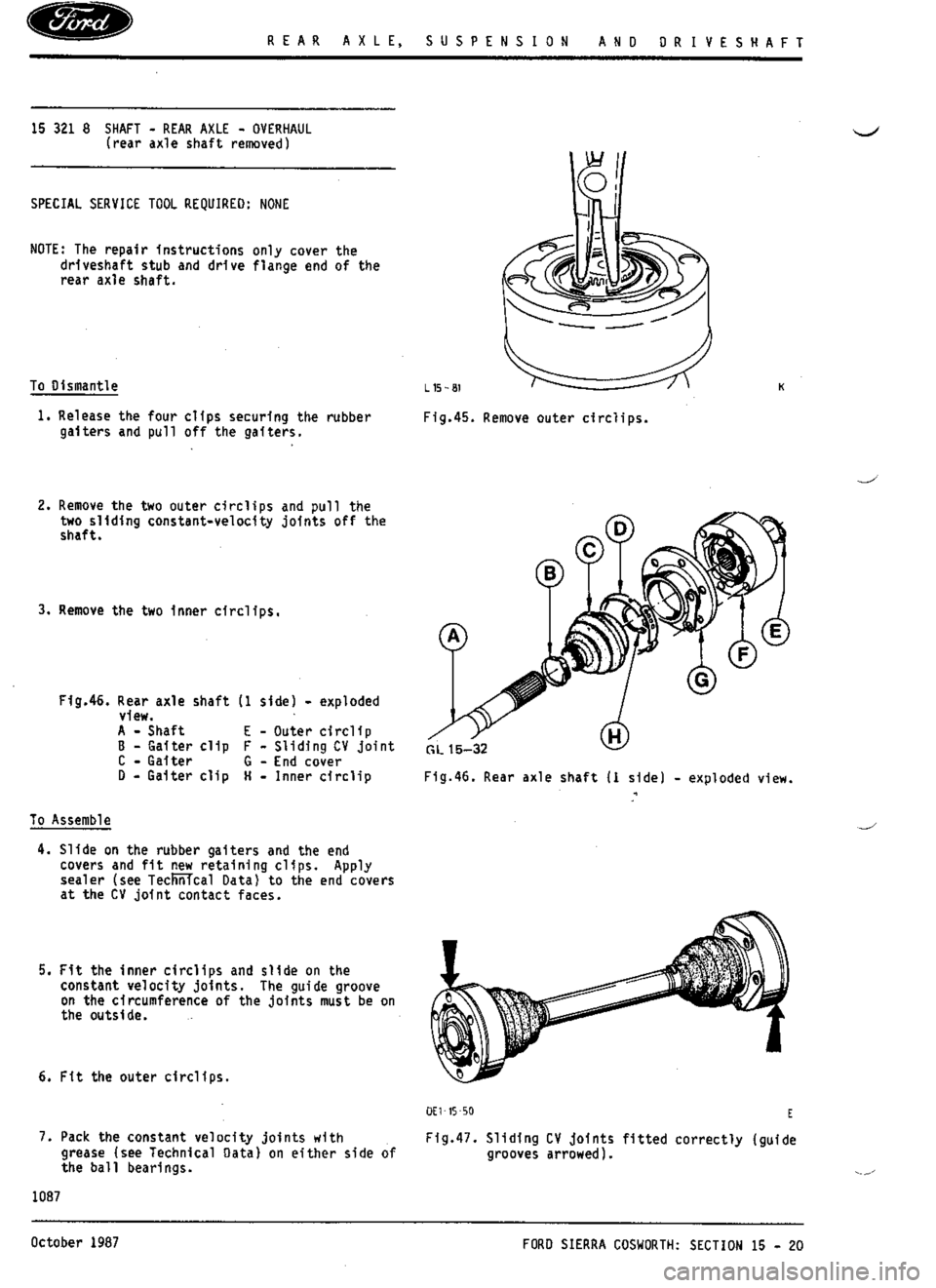 FORD ESCORT RS COSWORTH 1994 1.G Workshop Manual 