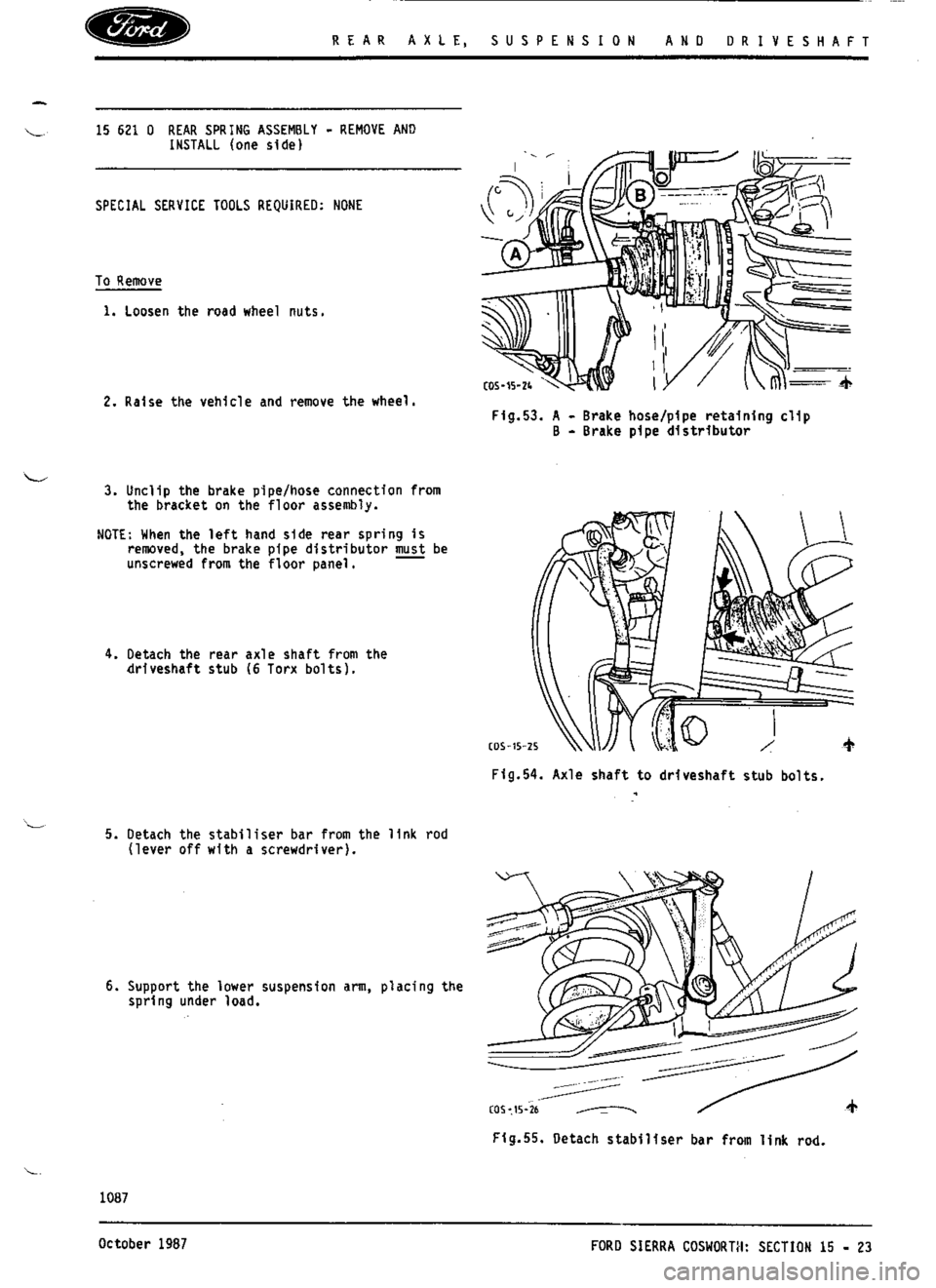 FORD ESCORT RS COSWORTH 1994 1.G Workshop Manual 