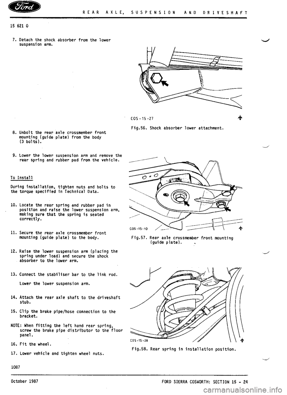 FORD ESCORT RS COSWORTH 1994 1.G Workshop Manual 