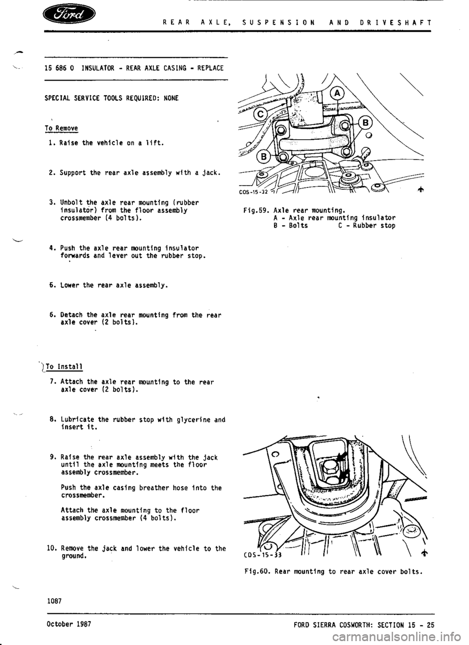FORD ESCORT RS COSWORTH 1994 1.G Workshop Manual 