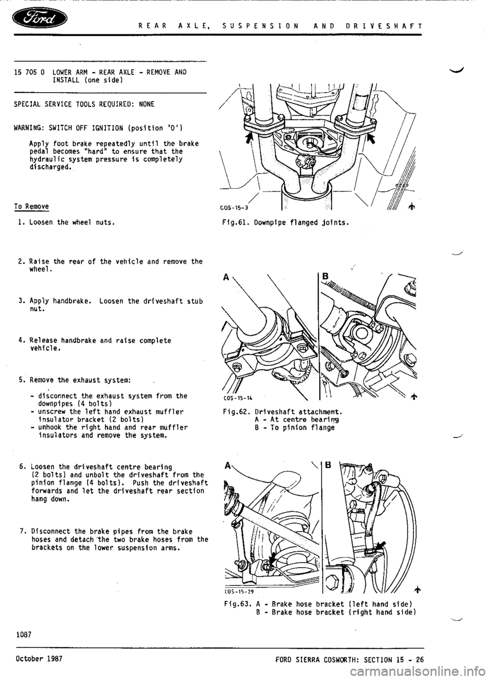 FORD SIERRA RS COSWORTH 1987 1.G Workshop Manual 