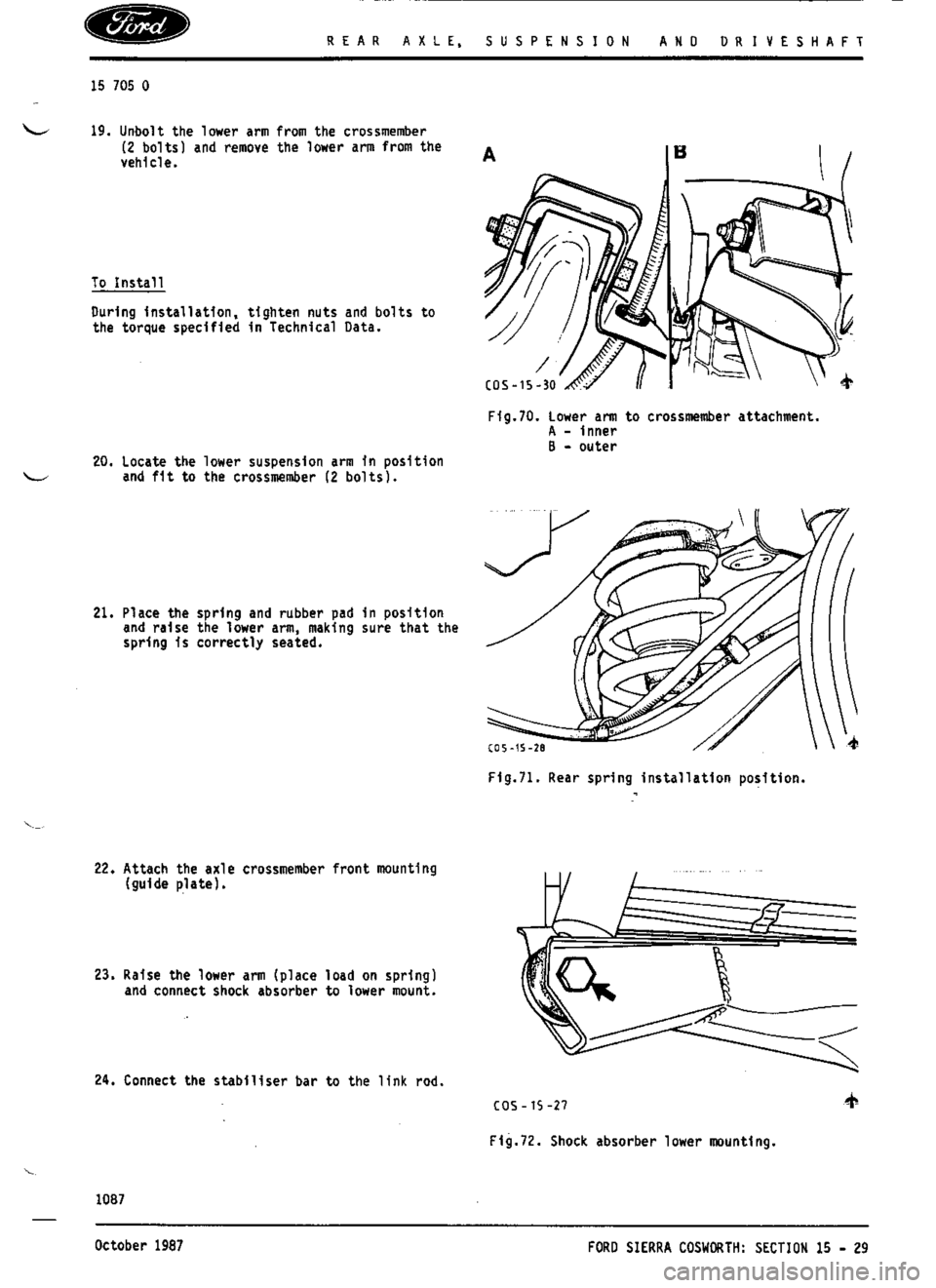 FORD SIERRA RS COSWORTH 1987 1.G Workshop Manual 