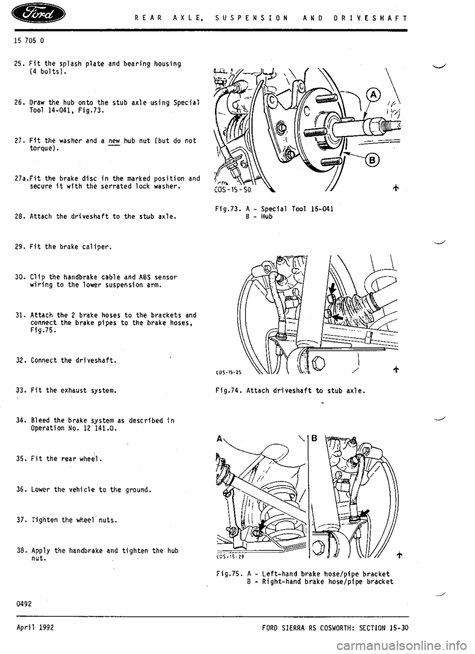 FORD SIERRA RS COSWORTH 1987 1.G Workshop Manual 