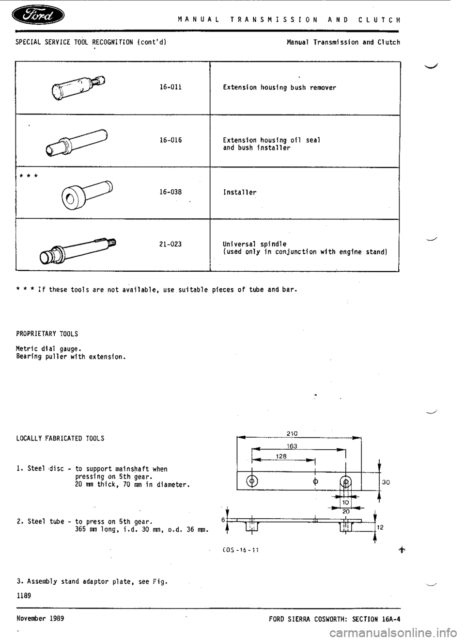 FORD ESCORT RS COSWORTH 1996 1.G Workshop Manual 