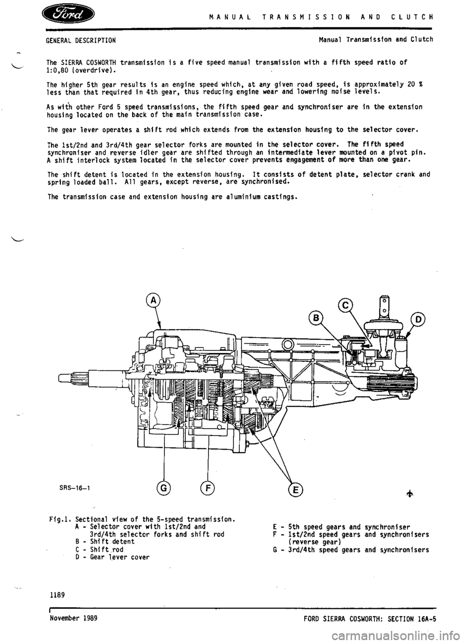 FORD ESCORT RS COSWORTH 1996 1.G Workshop Manual 