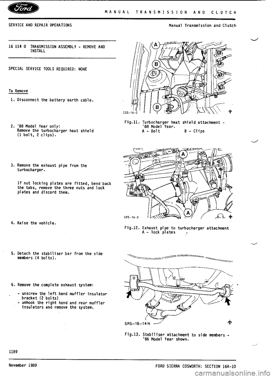 FORD ESCORT RS COSWORTH 1996 1.G Workshop Manual 