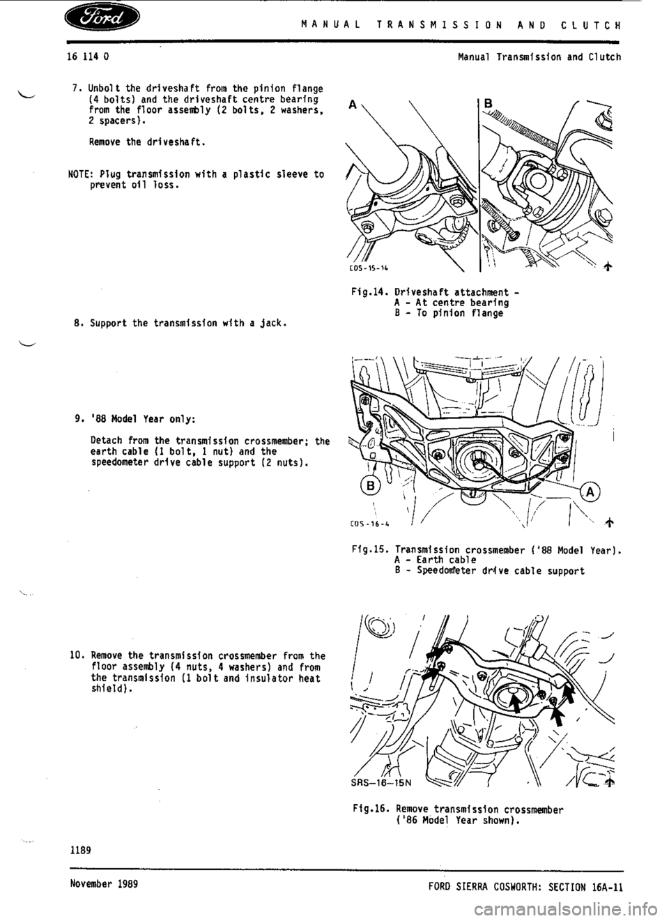 FORD ESCORT RS COSWORTH 1996 1.G Workshop Manual 