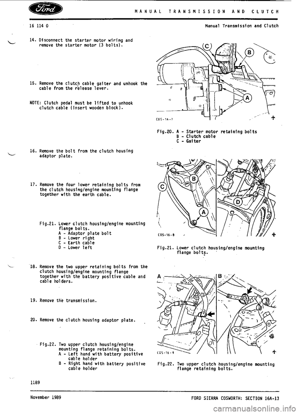 FORD SIERRA RS COSWORTH 1991 1.G Workshop Manual 