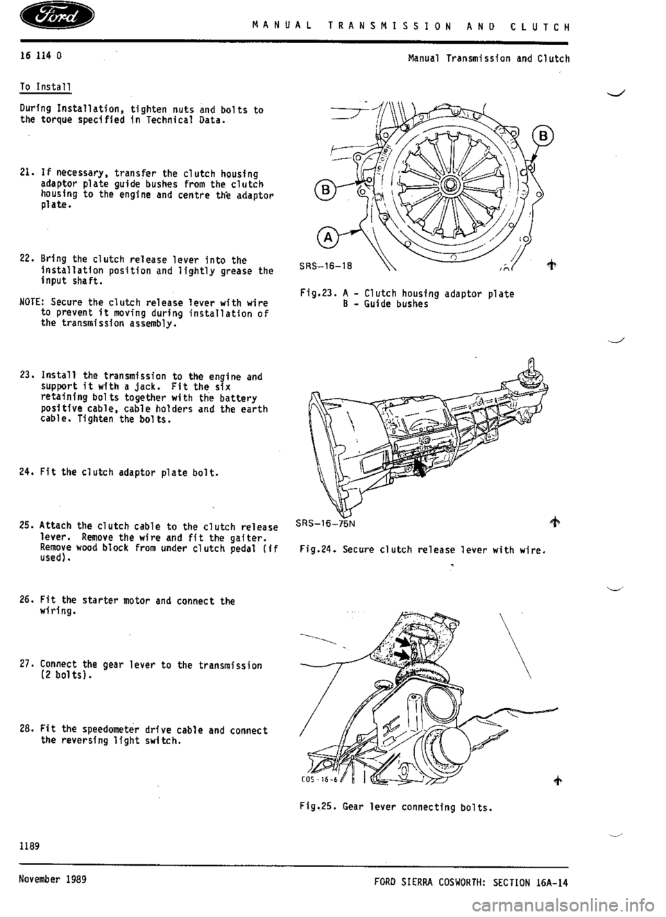 FORD SIERRA RS COSWORTH 1991 1.G Workshop Manual 