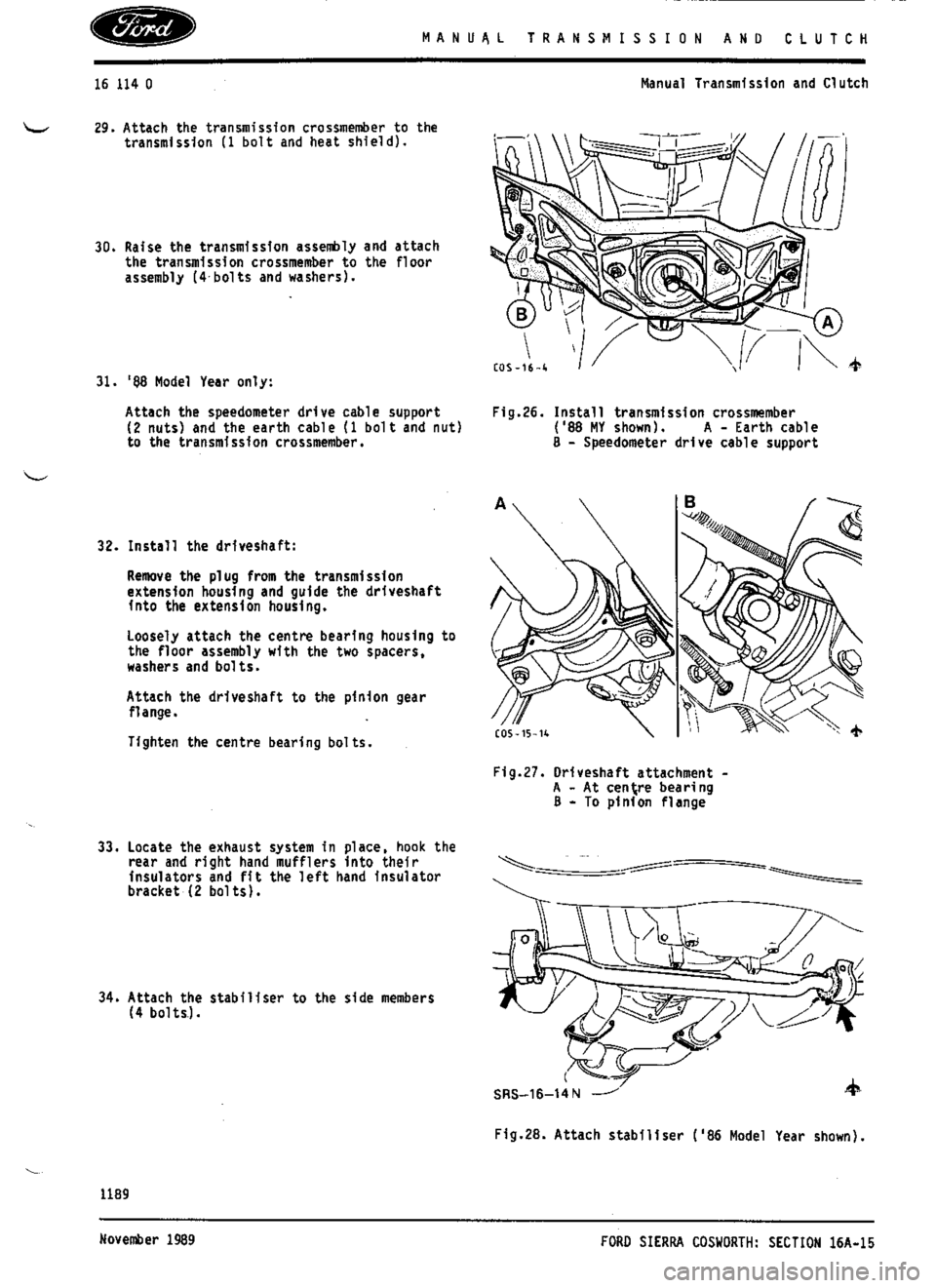 FORD SIERRA RS COSWORTH 1991 1.G Workshop Manual 