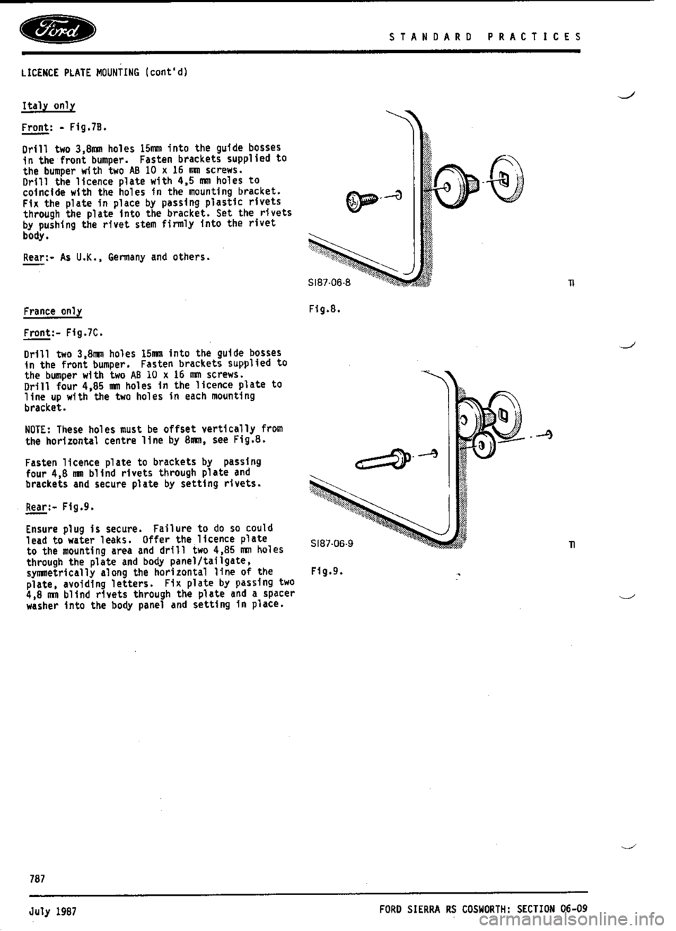 FORD ESCORT RS COSWORTH 1994 1.G Workshop Manual 