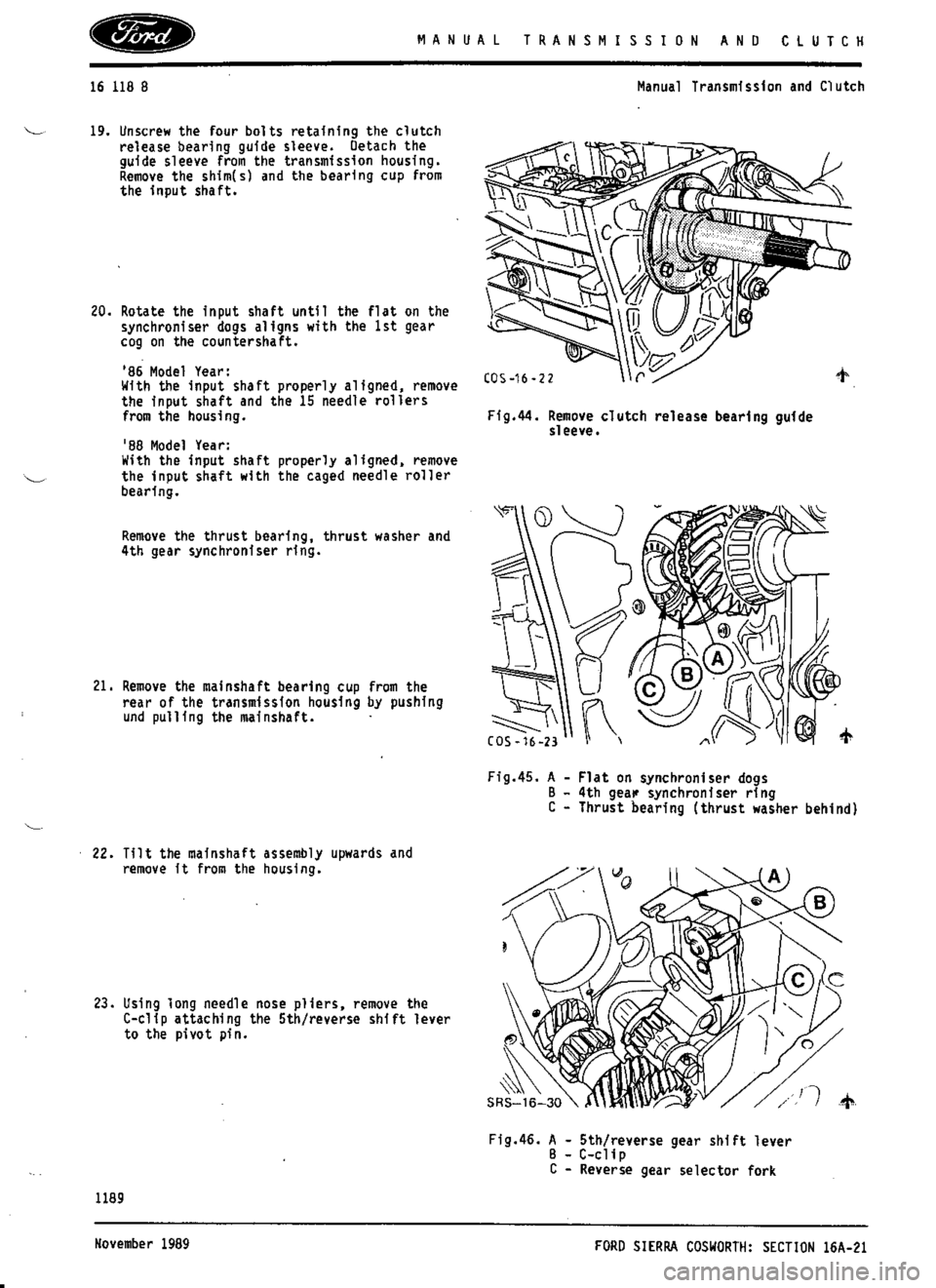 FORD SIERRA RS COSWORTH 1990 1.G Workshop Manual 