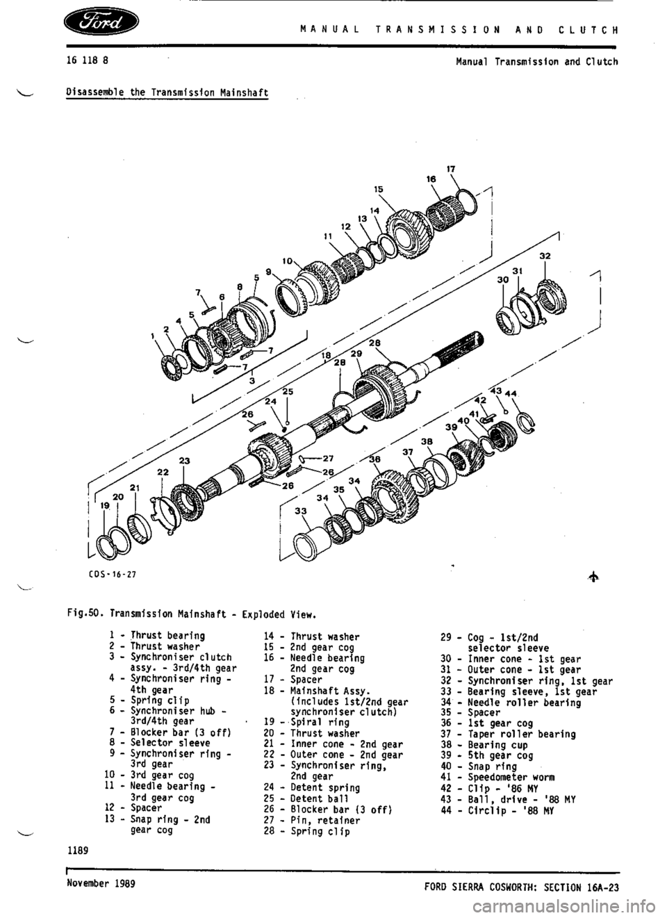 FORD SIERRA RS COSWORTH 1990 1.G Workshop Manual 