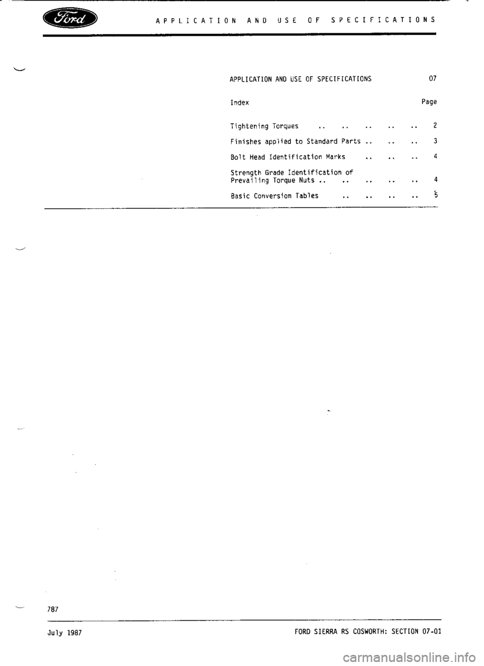 FORD ESCORT RS COSWORTH 1994 1.G Workshop Manual 