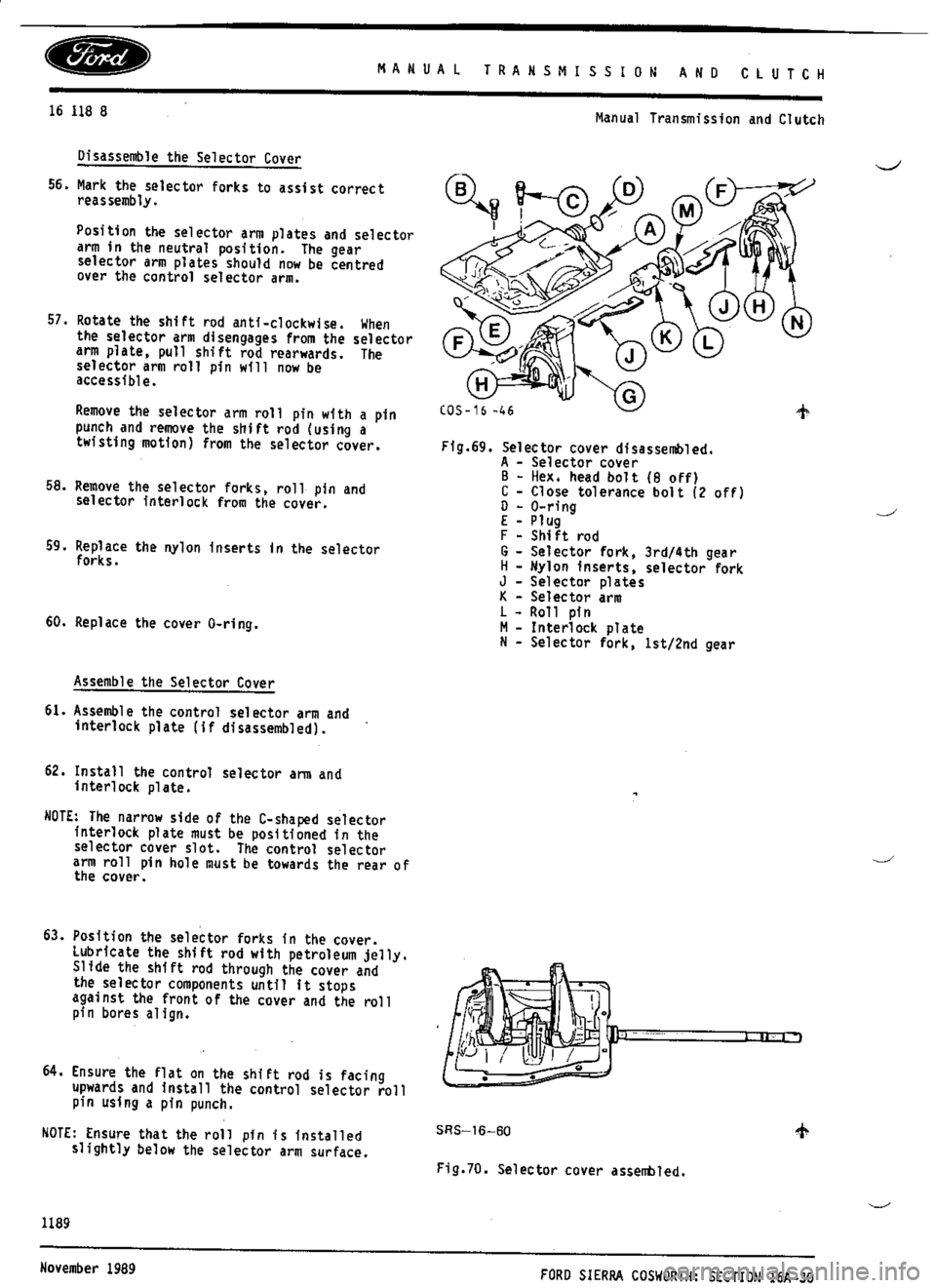 FORD ESCORT RS COSWORTH 1996 1.G Workshop Manual 