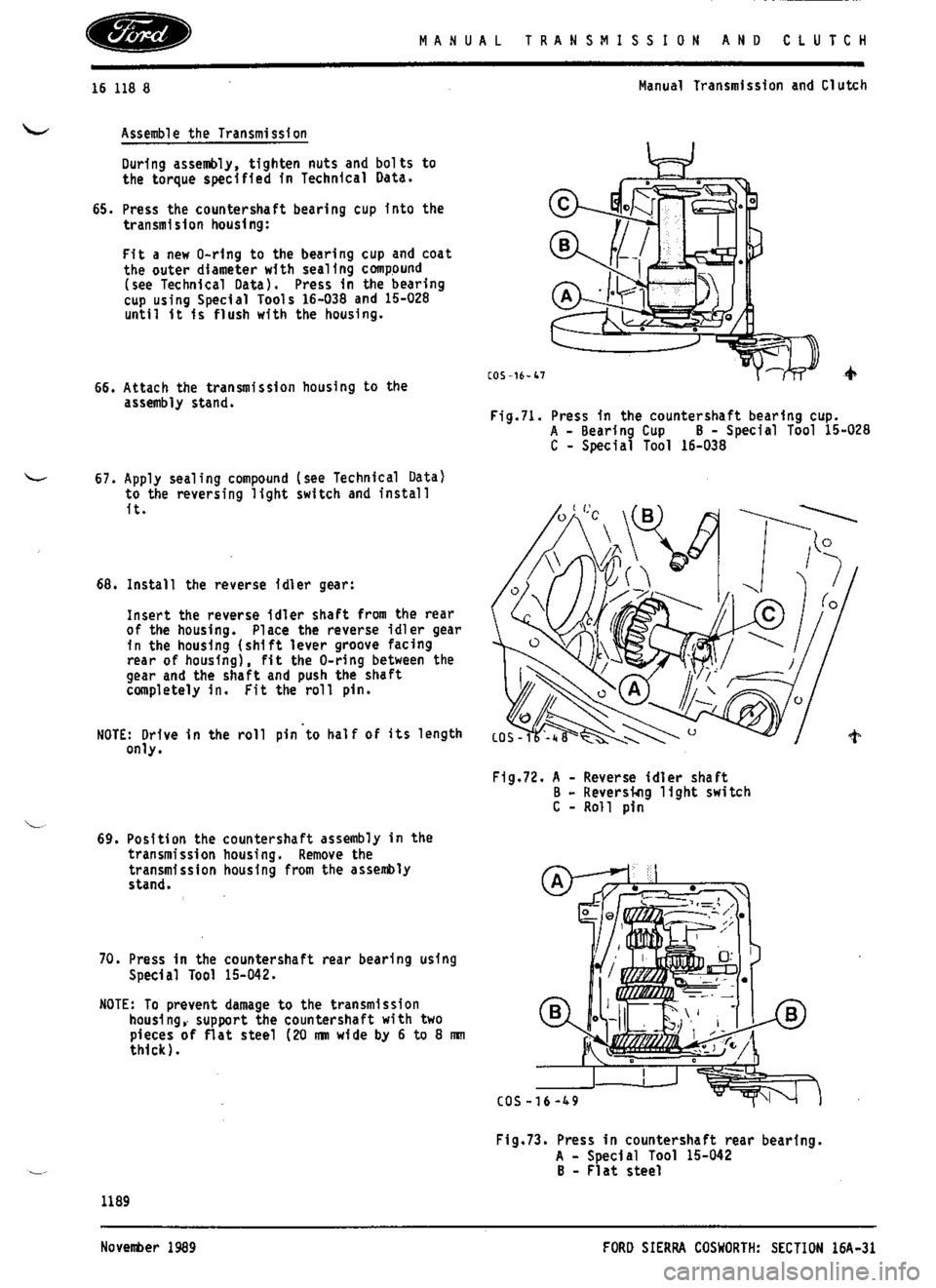 FORD ESCORT RS COSWORTH 1996 1.G Workshop Manual 