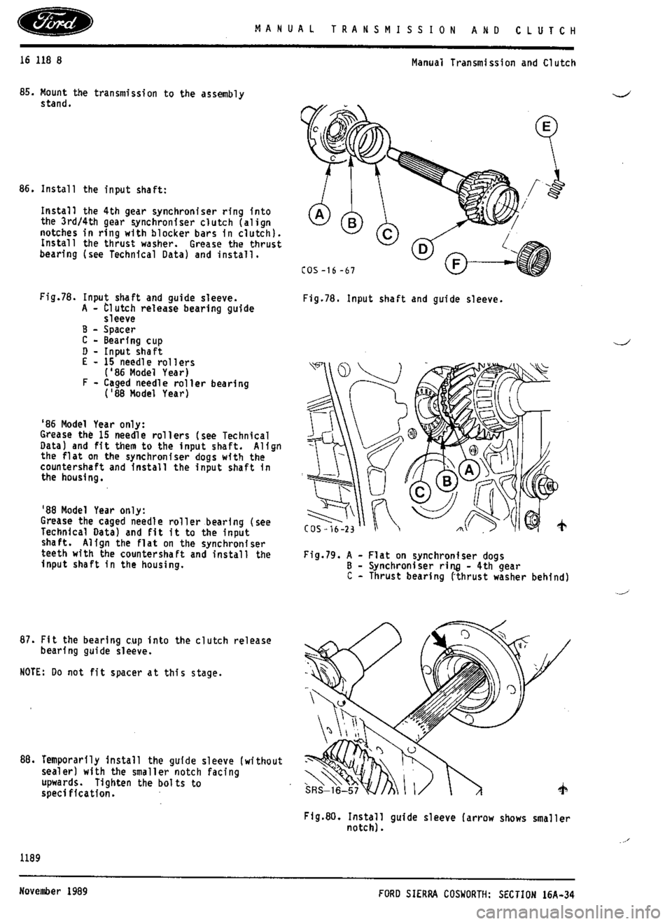 FORD ESCORT RS COSWORTH 1996 1.G Workshop Manual 