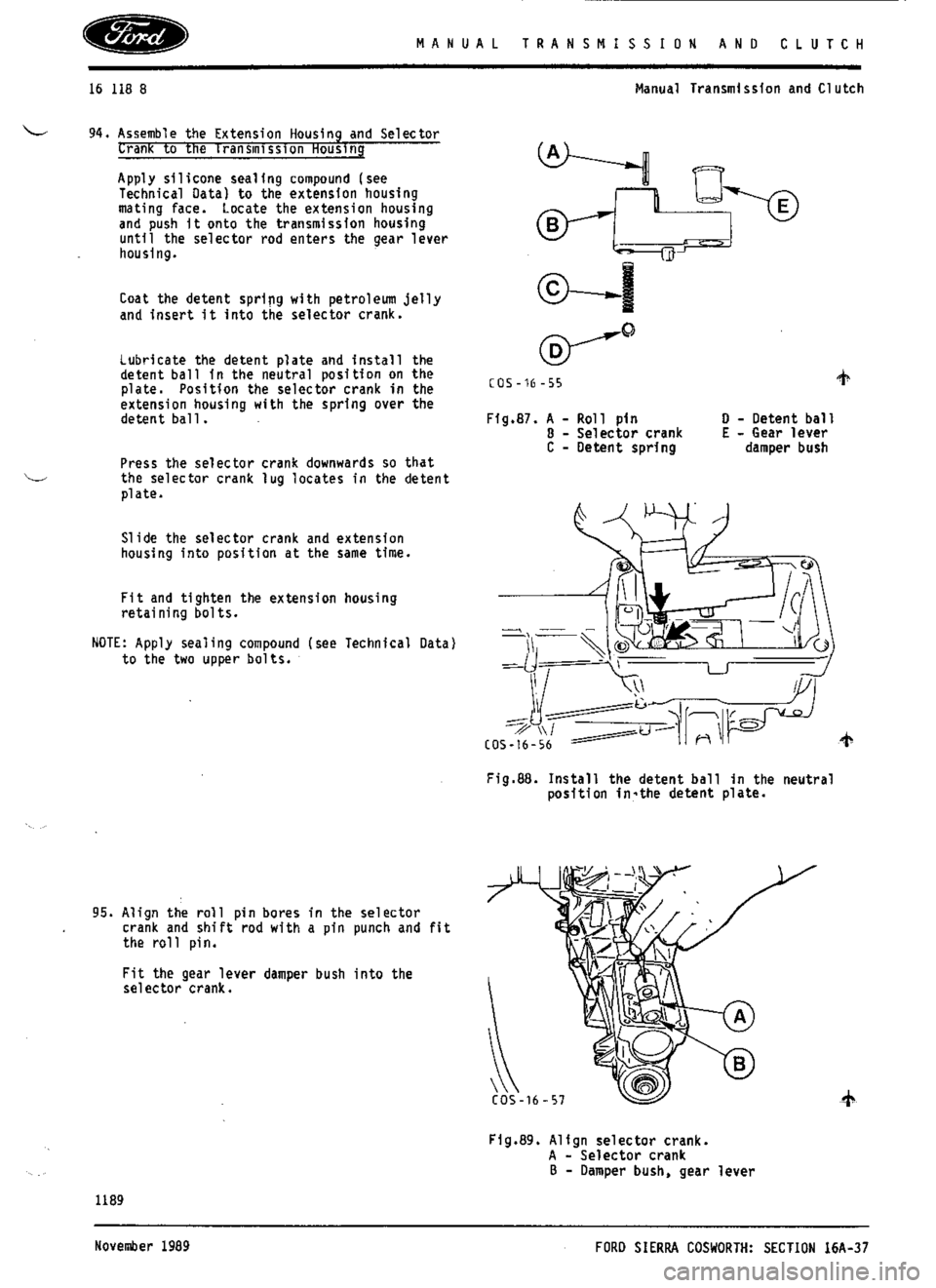 FORD ESCORT RS COSWORTH 1994 1.G Workshop Manual 