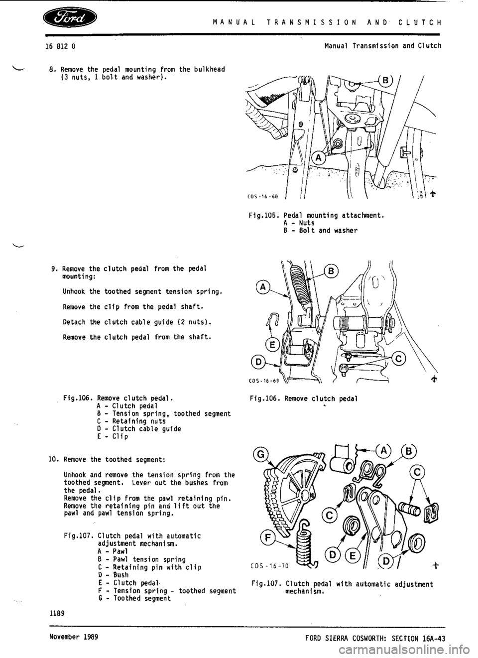 FORD ESCORT RS COSWORTH 1994 1.G Workshop Manual 
