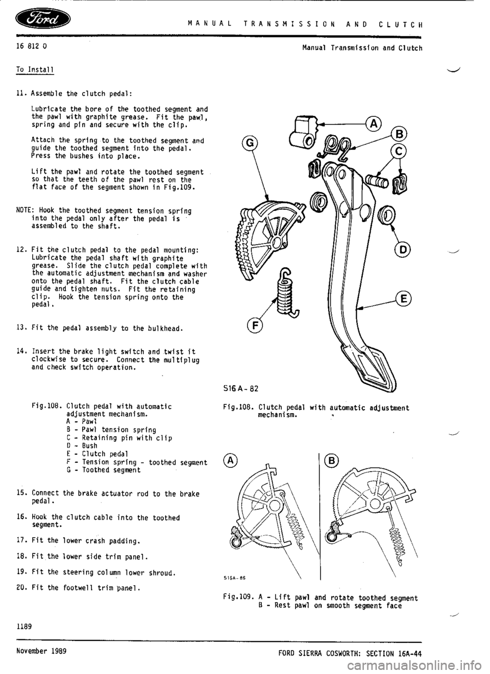 FORD SIERRA RS COSWORTH 1987 1.G Workshop Manual 