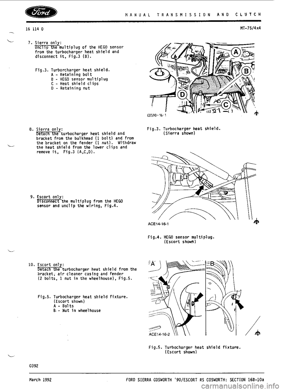 FORD ESCORT RS COSWORTH 1994 1.G Workshop Manual 