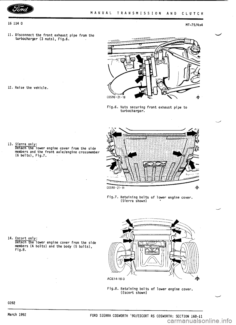 FORD ESCORT RS COSWORTH 1994 1.G Workshop Manual 