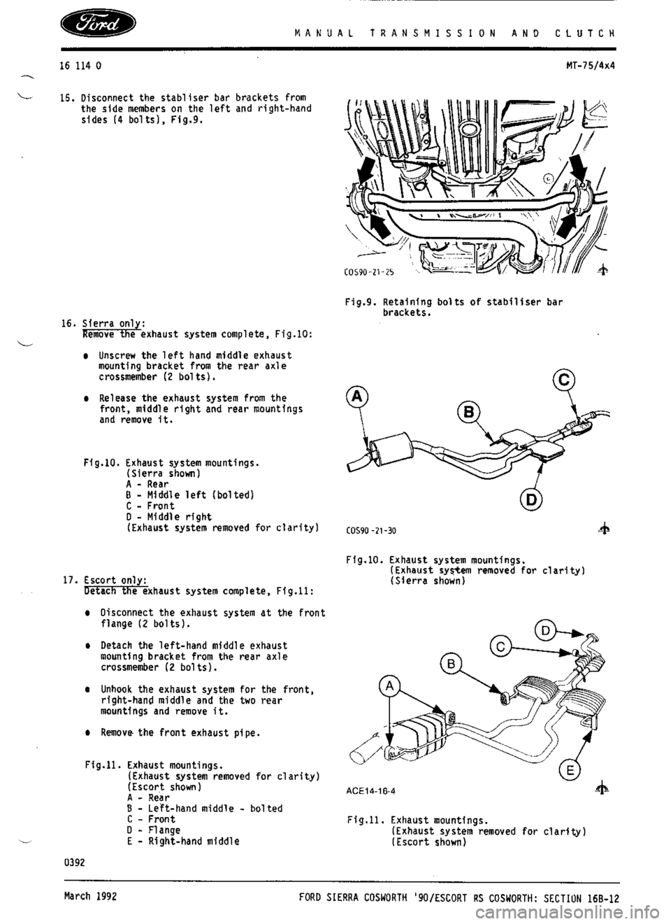 FORD ESCORT RS COSWORTH 1994 1.G Workshop Manual 