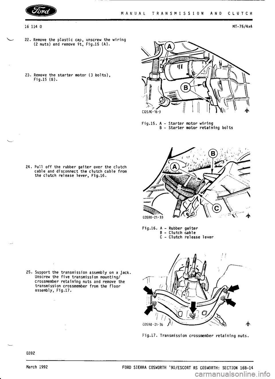 FORD ESCORT RS COSWORTH 1994 1.G Workshop Manual 