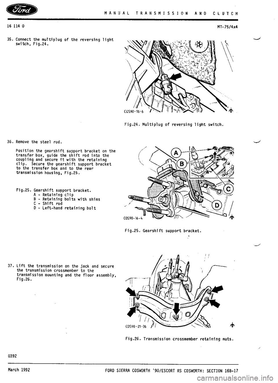 FORD ESCORT RS COSWORTH 1994 1.G Workshop Manual 