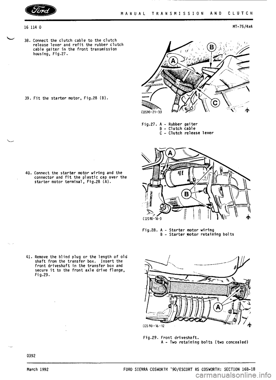 FORD ESCORT RS COSWORTH 1994 1.G Workshop Manual 