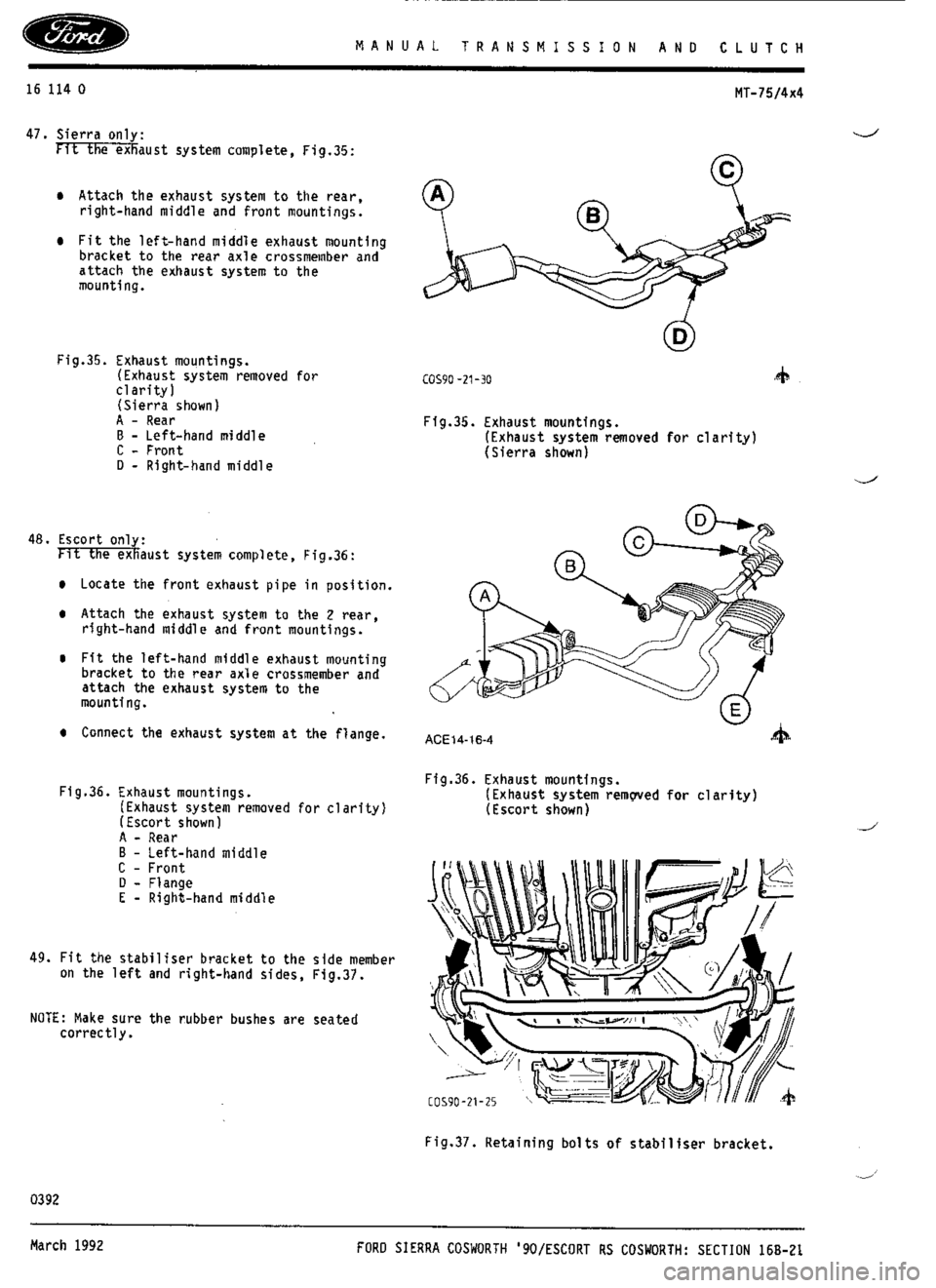 FORD ESCORT RS COSWORTH 1994 1.G Workshop Manual 