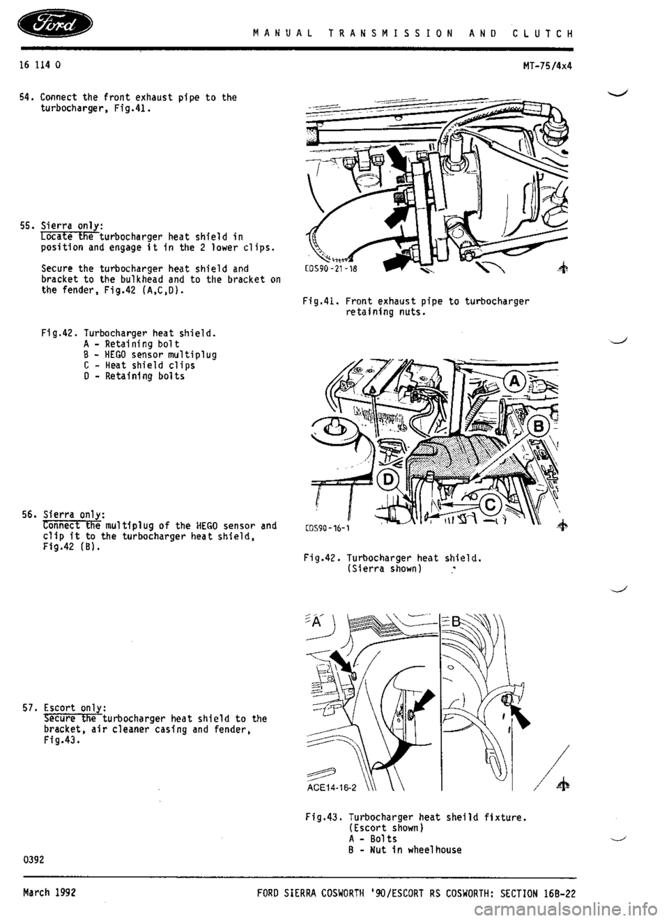 FORD ESCORT RS COSWORTH 1996 1.G Workshop Manual 