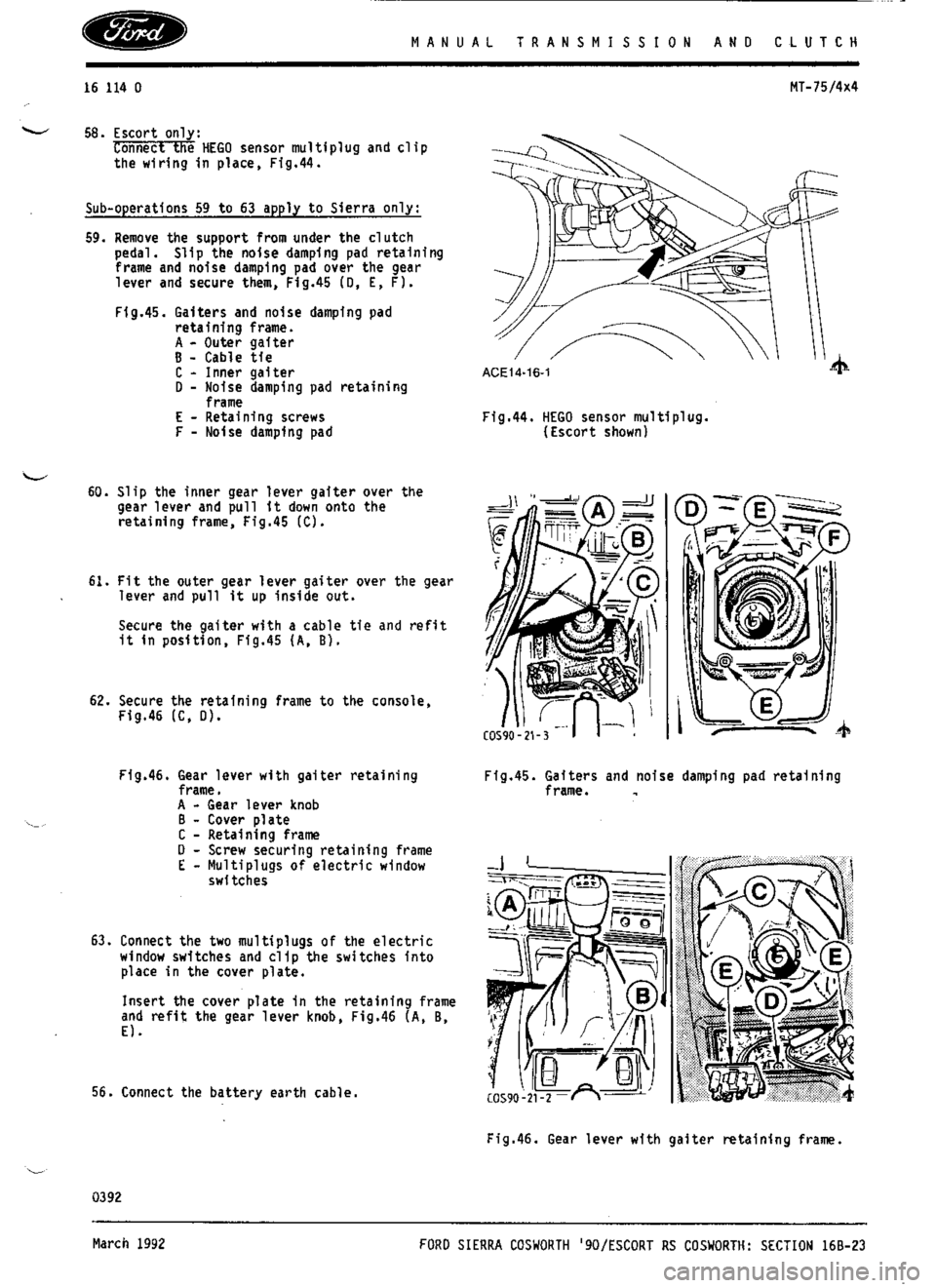 FORD ESCORT RS COSWORTH 1996 1.G Workshop Manual 