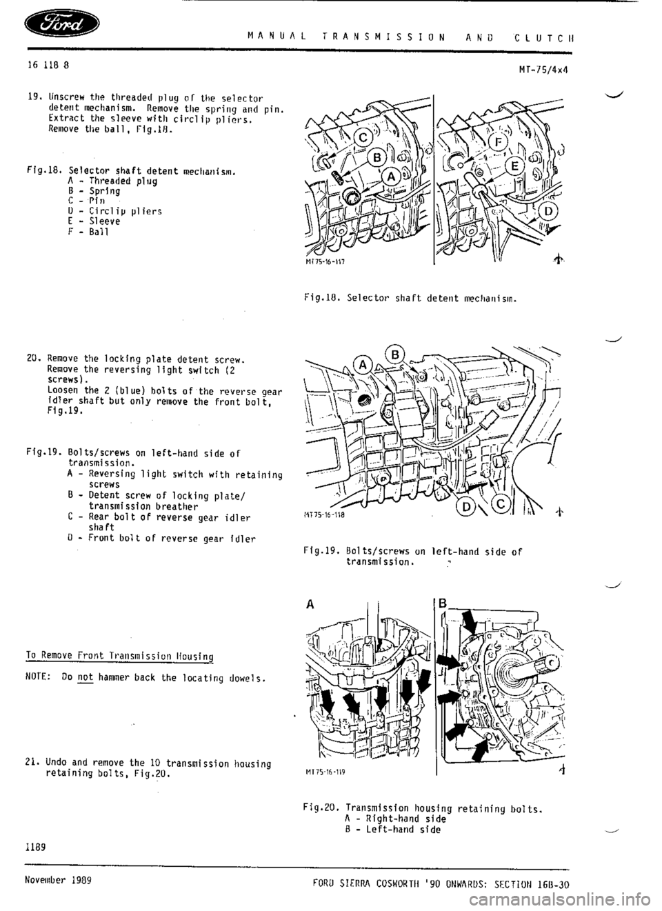 FORD SIERRA RS COSWORTH 1990 1.G Workshop Manual 