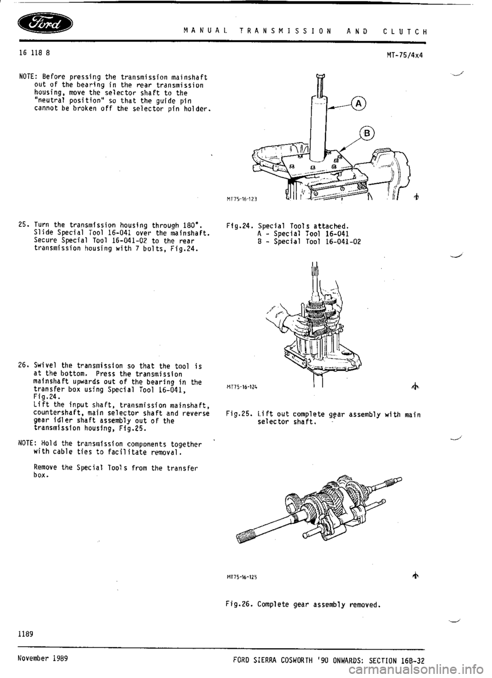FORD SIERRA RS COSWORTH 1990 1.G Workshop Manual 