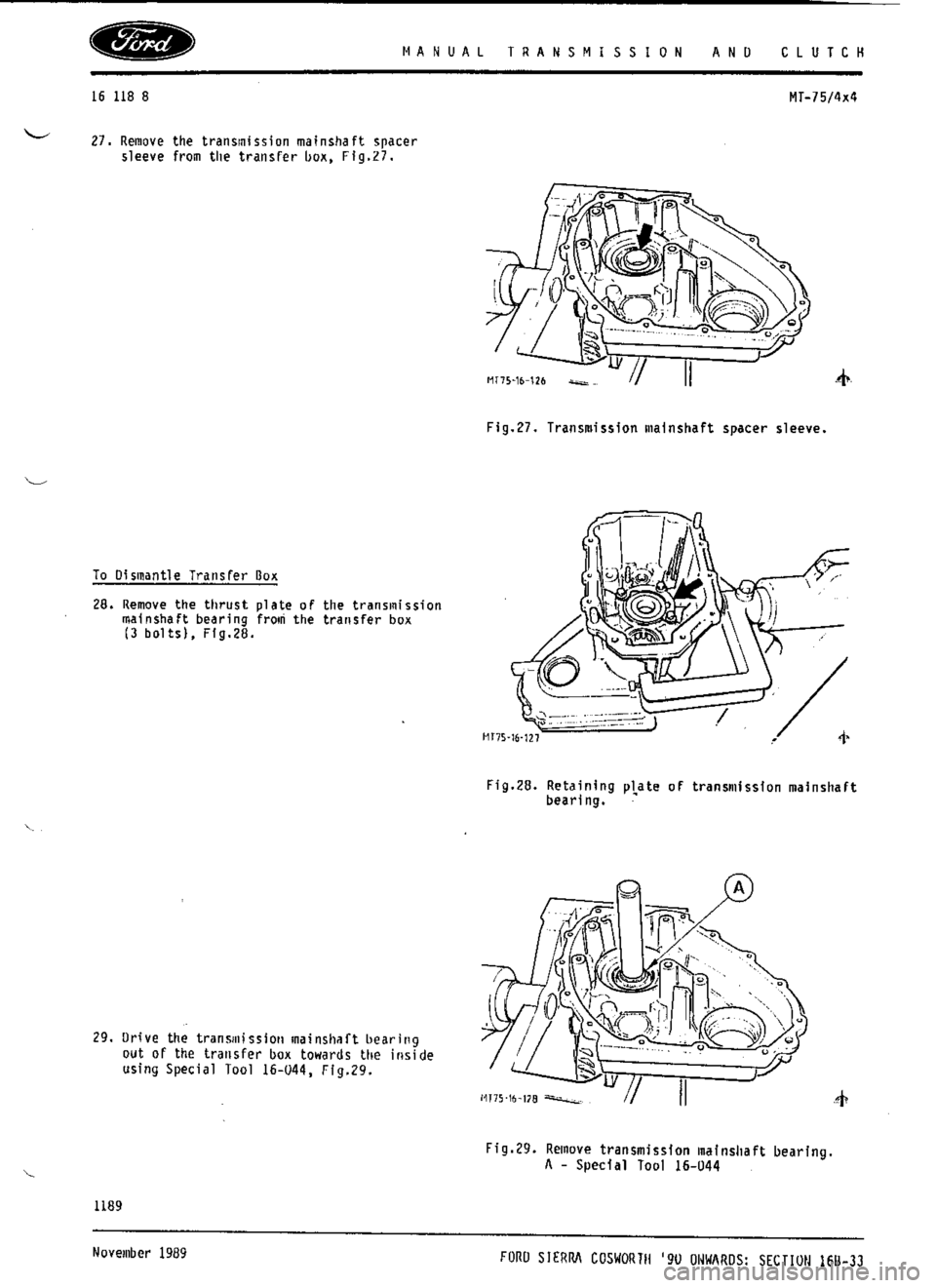 FORD SIERRA RS COSWORTH 1990 1.G Workshop Manual 