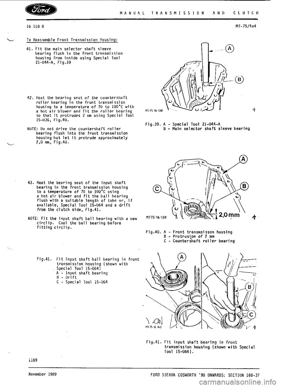 FORD ESCORT RS COSWORTH 1994 1.G Workshop Manual 