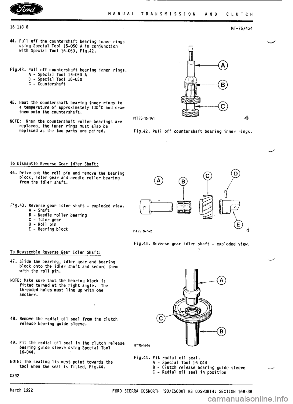 FORD ESCORT RS COSWORTH 1994 1.G Workshop Manual 