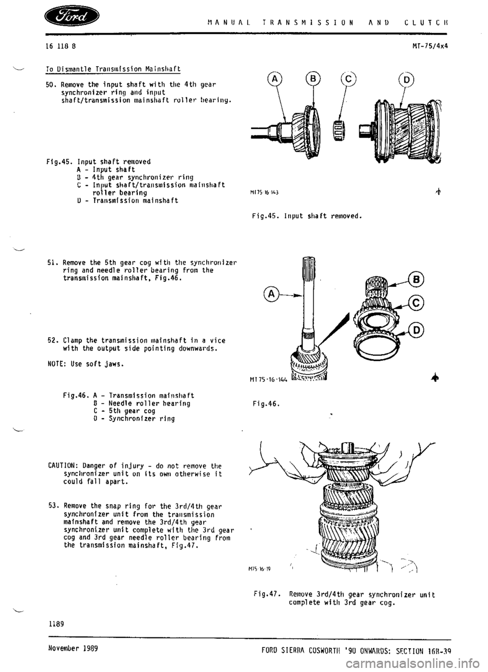 FORD ESCORT RS COSWORTH 1994 1.G Workshop Manual 