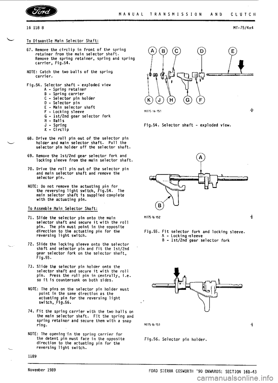 FORD ESCORT RS COSWORTH 1994 1.G Workshop Manual 