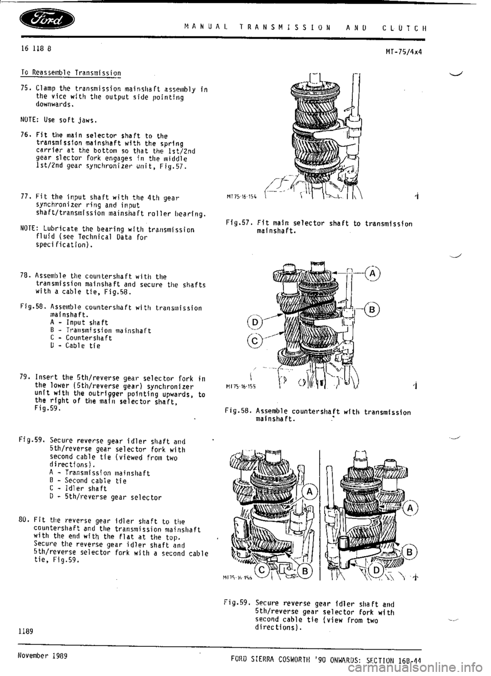 FORD ESCORT RS COSWORTH 1994 1.G Workshop Manual 