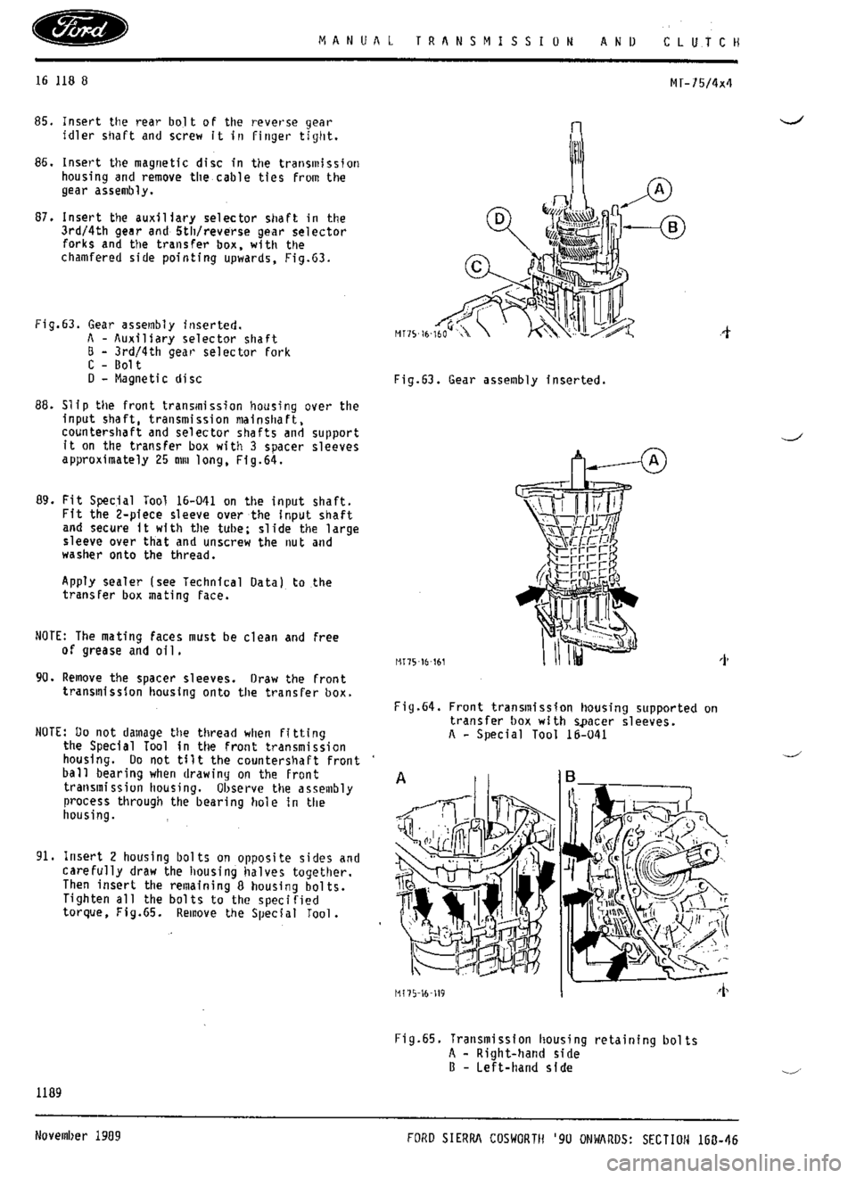 FORD ESCORT RS COSWORTH 1996 1.G Workshop Manual 