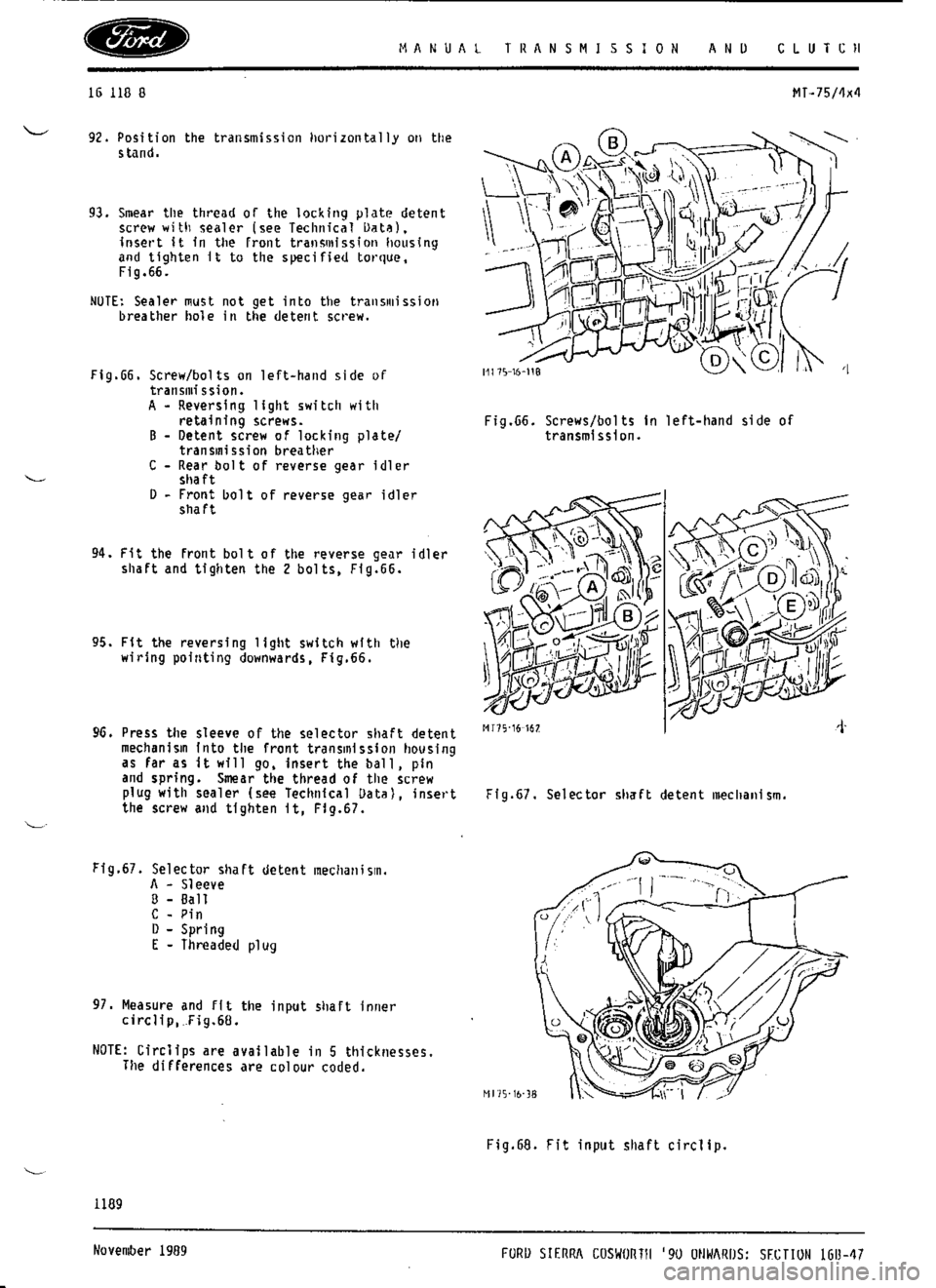 FORD ESCORT RS COSWORTH 1996 1.G Workshop Manual 