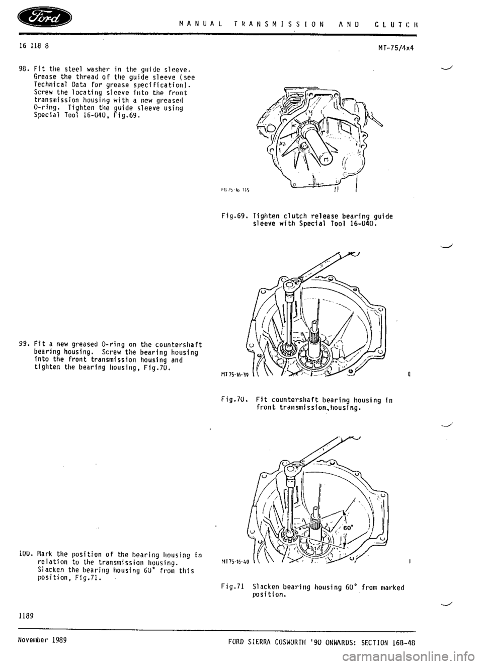 FORD ESCORT RS COSWORTH 1996 1.G Workshop Manual 
