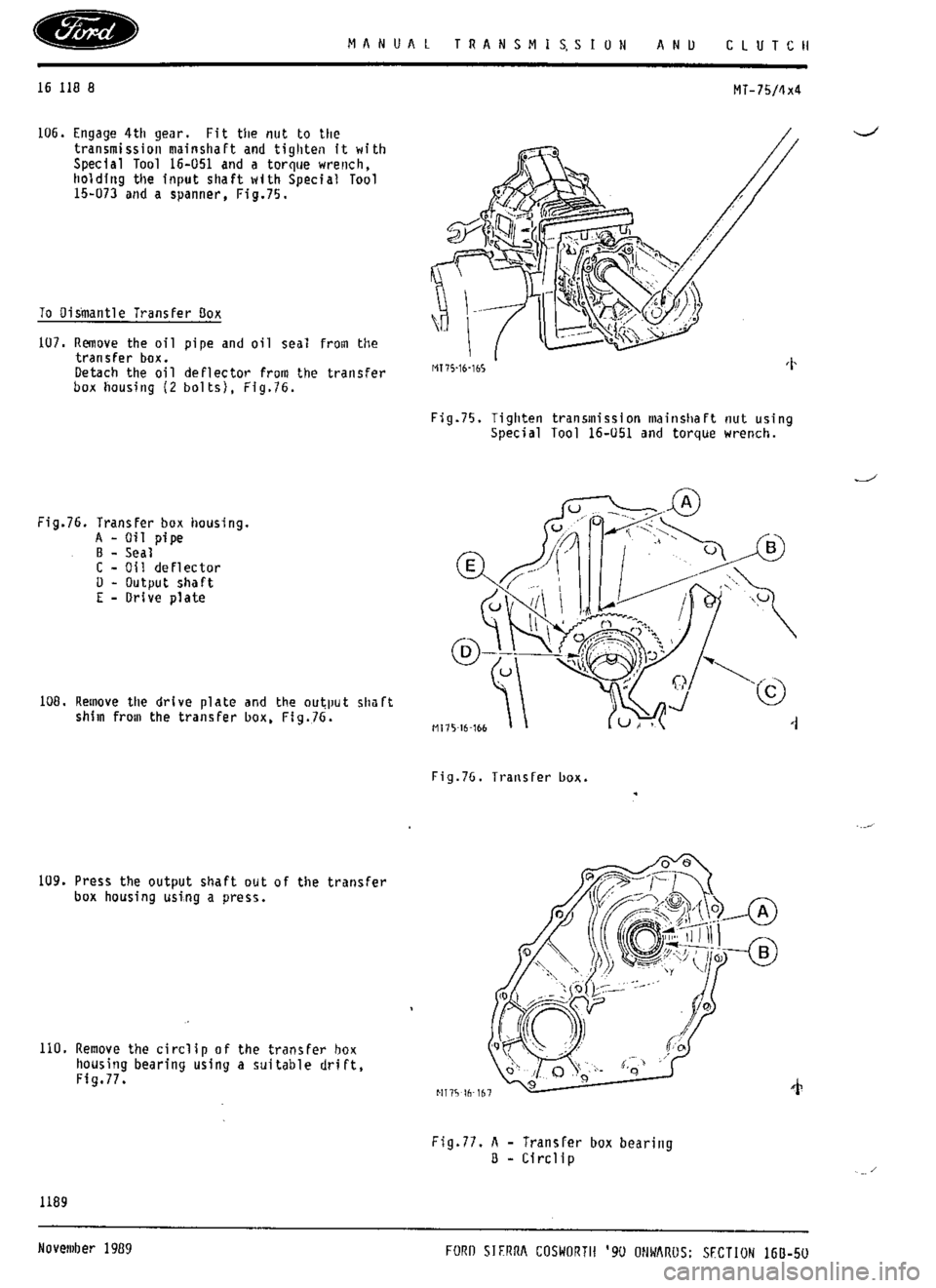 FORD ESCORT RS COSWORTH 1996 1.G Workshop Manual 