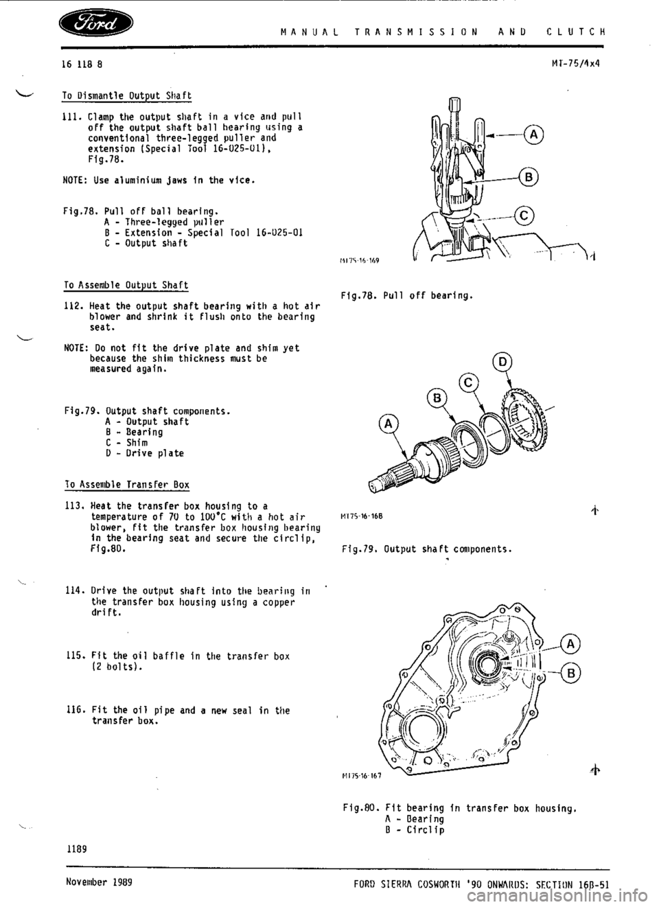 FORD ESCORT RS COSWORTH 1996 1.G Workshop Manual 